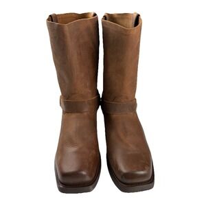 Dingo Men's Gaucho Nutty Mule Dark Brown Leather Harness Boots DI19074 14 EW